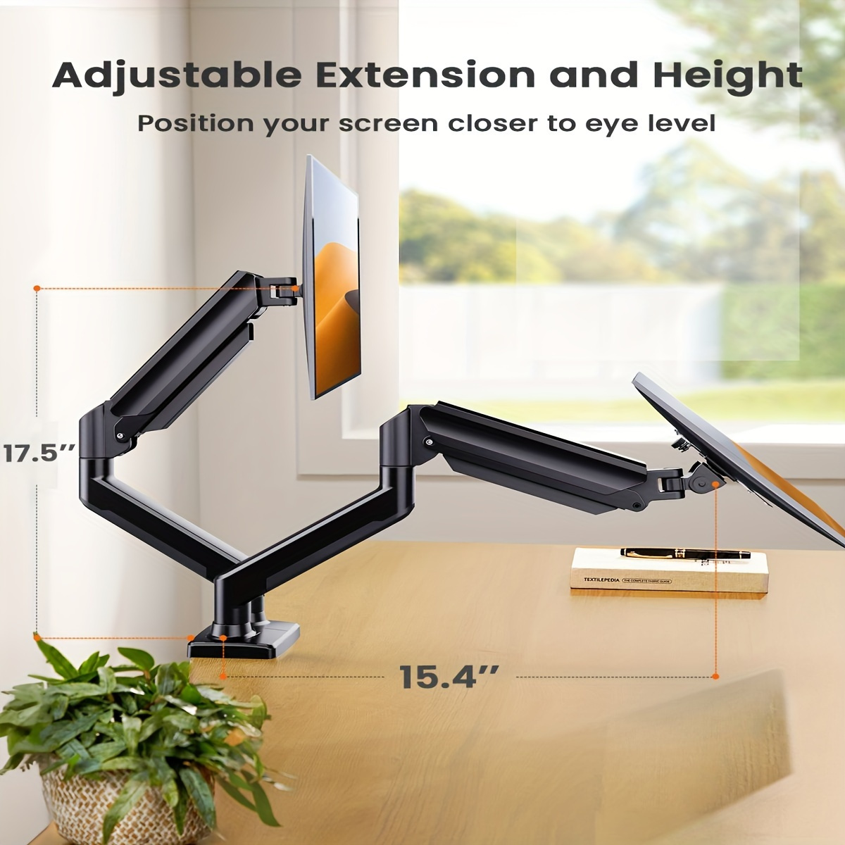 

Black Dual Monitor Arm For Screens Up To 32 Inches With A Weight Capacity Of 22 Lbs Per Arm, Adjustable Dual Monitor Arm, Steel Dual Monitor Arm With 180° Swivel, Tilt, , For