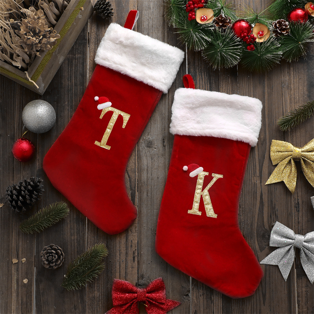 

18- Embroidered Christmas Stockings - , For & Gift Bags, Christmas Decor