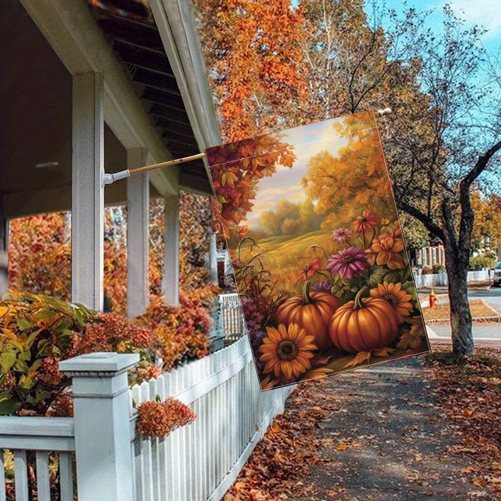 Herbst-Kürbis Gartenflagge 30,5x45,7 Cm – Doppelseitig Bedruckt, Für Veranda & Garten