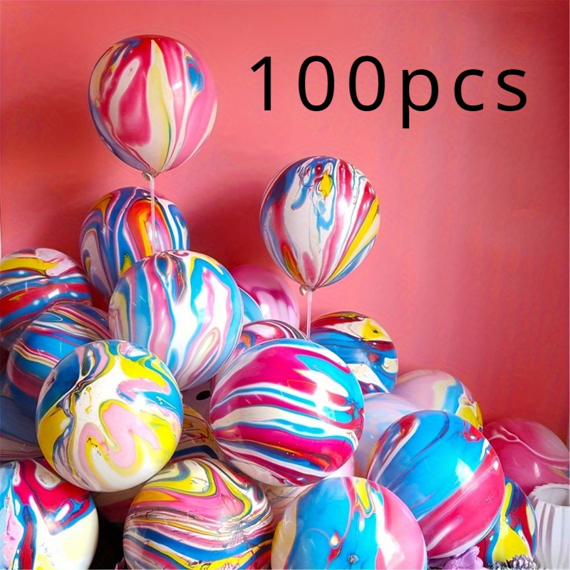 

100 Colorful Latex Vortex Balloons For Tie Dye Birthday Party Supplies , Perfect Decoration, Suitable For Birthdays, Weddings, Decorations, Christmas, , Graduation Season, School Season Gifts