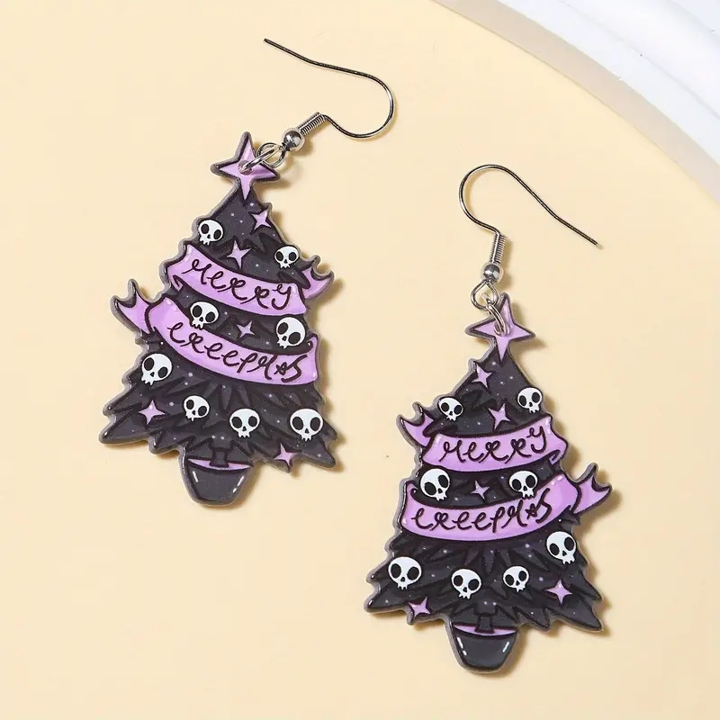 

Gothic Skull Christmas - Cute And Black And Purple Halloween Dangle Earrings, Suitable For Daily And Party Decoration