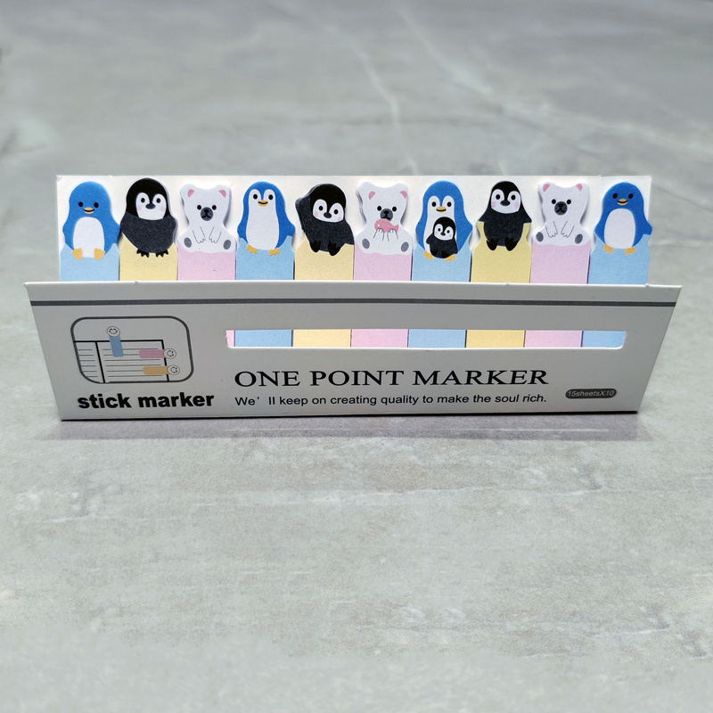 150-count Sticky Note Set With Cute Frog & Penguin Designs - Colorful Memo Pads For Bookmarking & Organizing, " Keeping Quality Stickers" Message, Ideal For Office & Home Stationery
