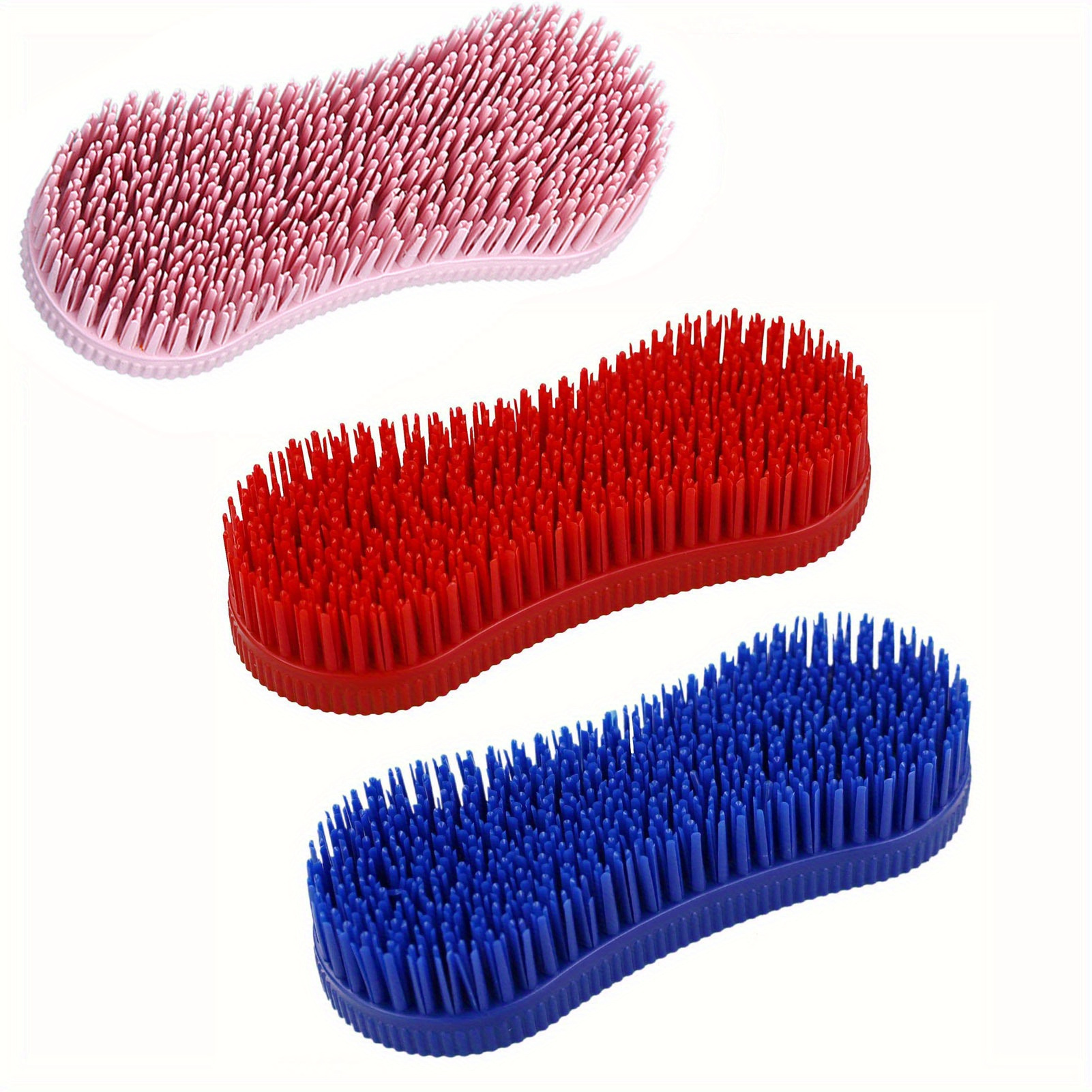 

3pcs Silicone Horse Grooming Brushes - Equestrian Massage & Cleaning Tools, Random Colors