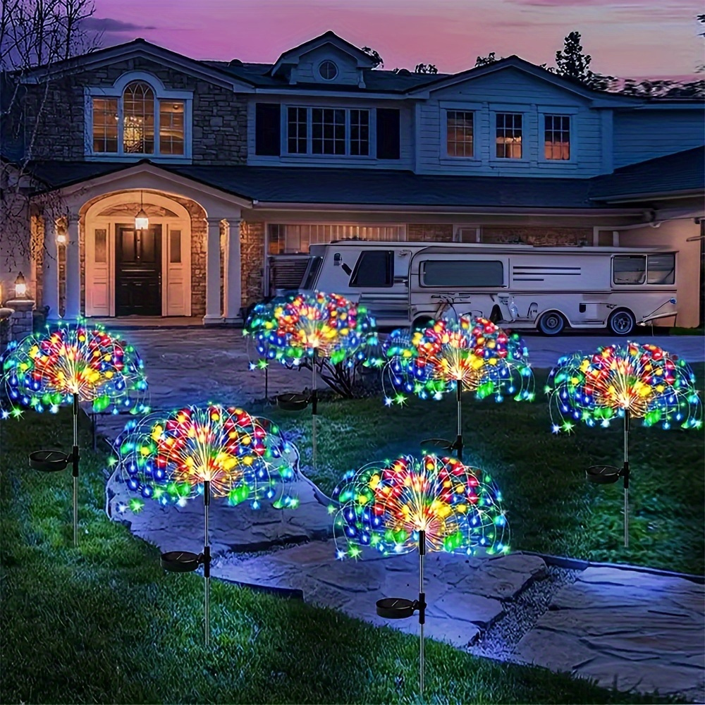 420 led solar firework garden lights outdoor decor with 8 lighting   multicolor firework design for patio lawn pathway party wedding decoration   decorations