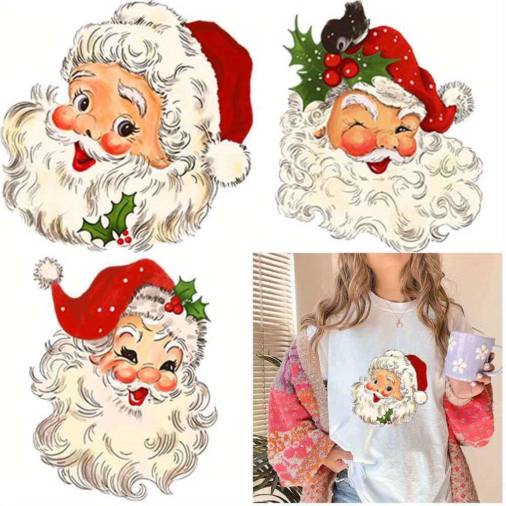 

3 Sheets Vintage Santa Claus Iron-on Transfers, Heat Transfer Vinyl Decals For T-shirts, Hats, Pillows, Backpacks - Red/black/brown Craft Patches, Iron On Stickers, Clothing