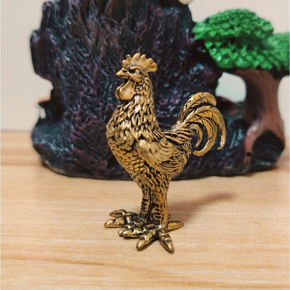 Elegant Brass Rooster Figurine - Intricate Decor For Home, Office, Or Gift, Detailed Feathers & Comb, Rustic Tabletop Display For Christmas,halloween Decorations,fall Home Decor Collectible Figurines