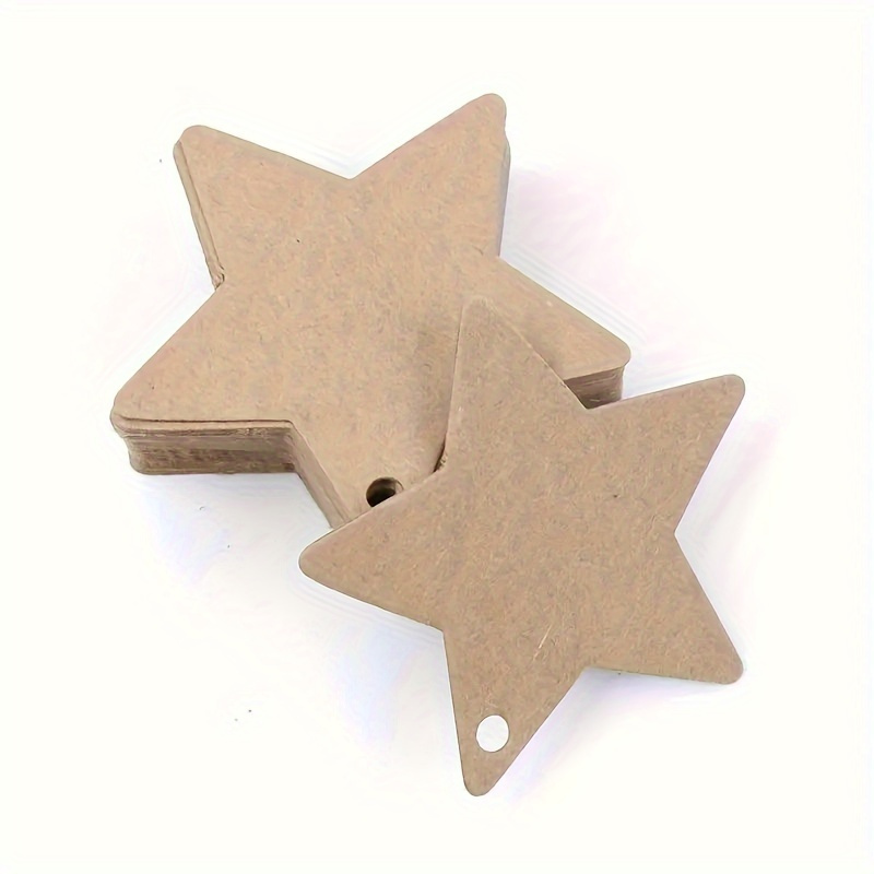 TEMU 50 Pièces Étiquettes-Cadeaux Étoiles de Noël, Étiquettes Vierges en Papier DIY Utilisées pour les Fêtes, les Décorations et les Fournitures de