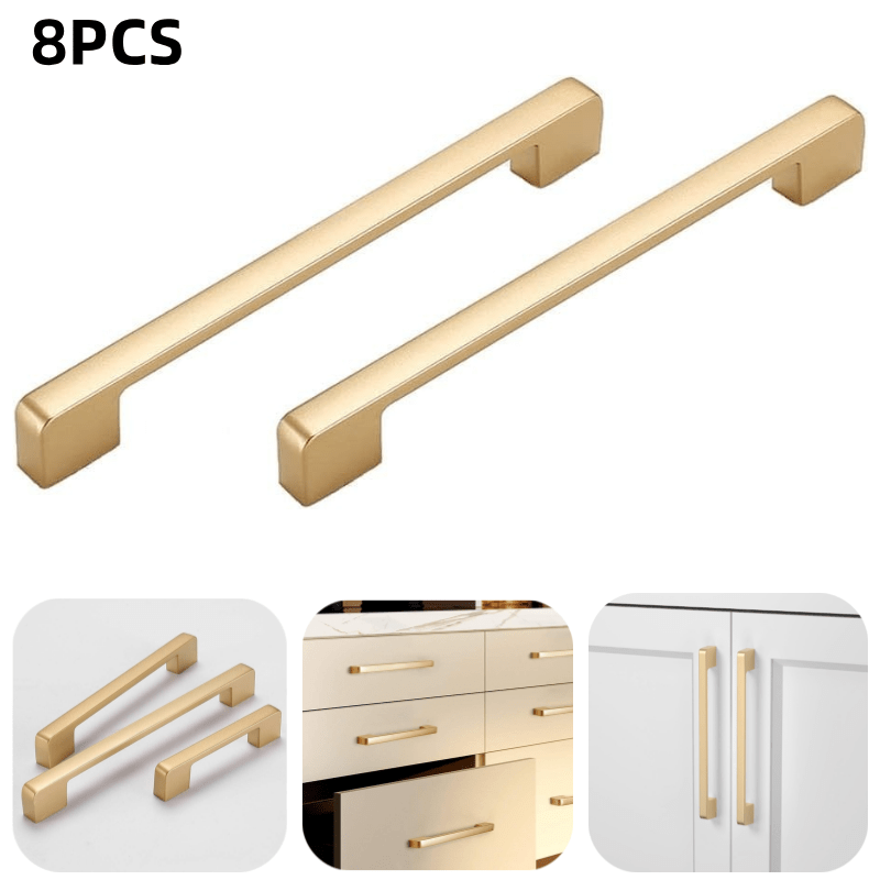 

8 Pcs Metal Handles - Pulls For Cupboards, Bedroom Dressers, Bathroom Wardrobes - For & Drawers