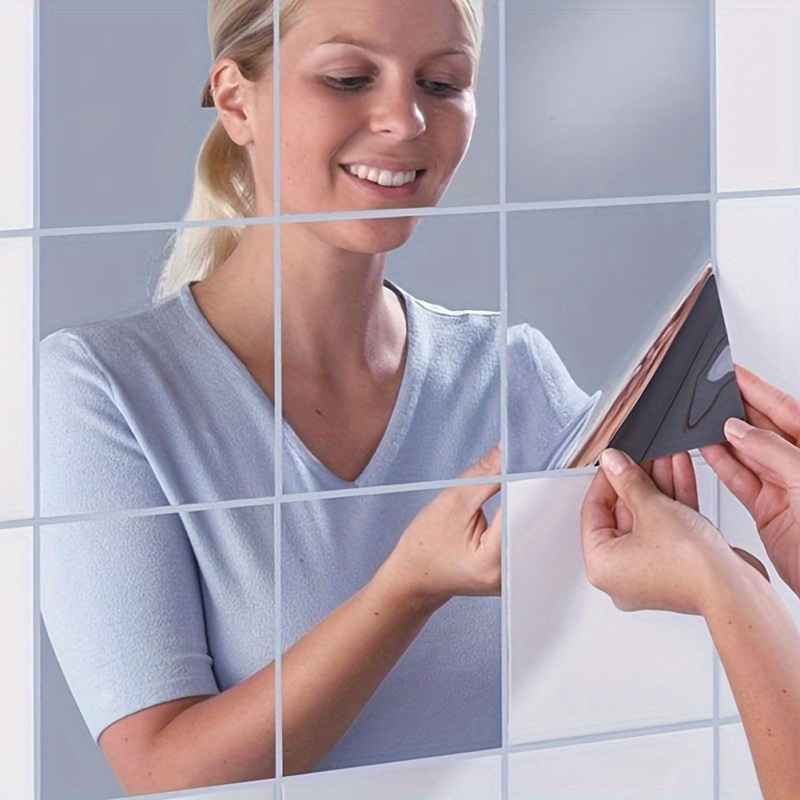 

16pcs Set Of Soft Self-adhesive Mirrors - Ideal For Makeup & Home Decor, Vintage Style, Square Shape, Wall Mount