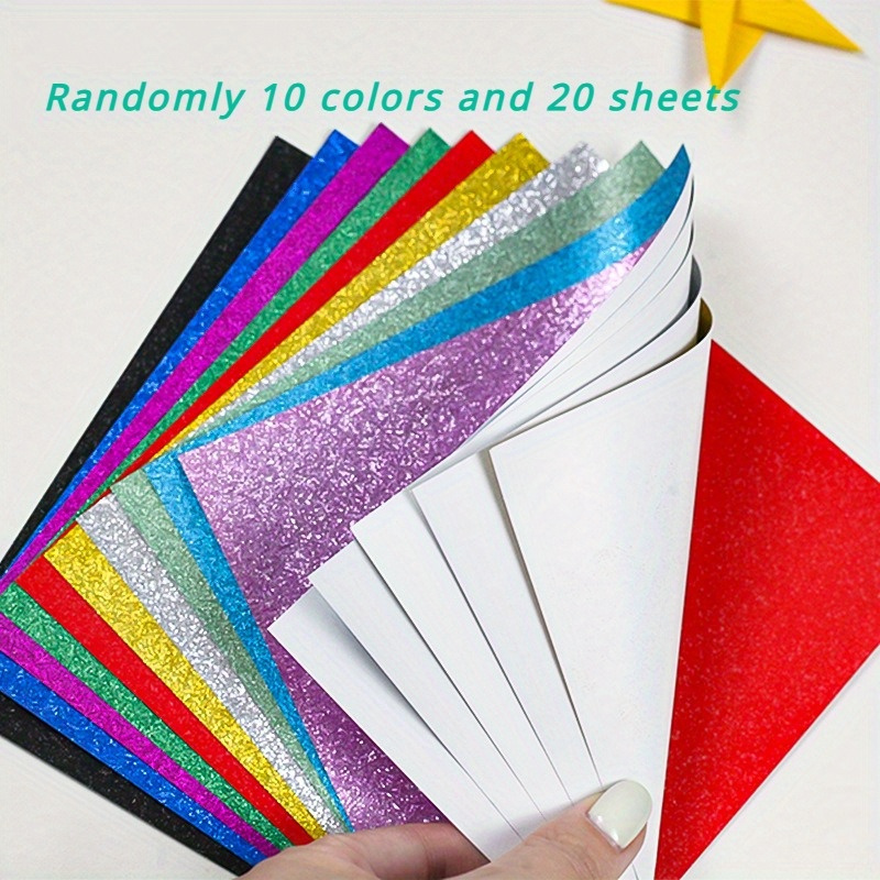 

10 Colors And 20 Sheets Of Glitter Cardstock - Luxurious , Vibrant Sparkly Paper For Card Making, Crafts, And Diy Projects - 15cm*15cm, 250 Gsm, Compatible With Machines