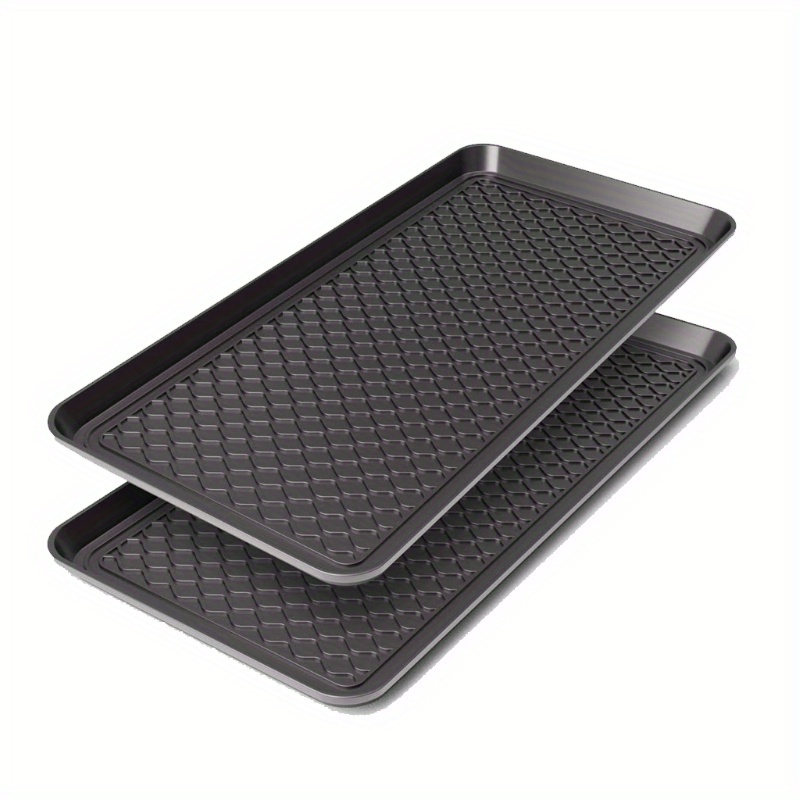 

1pc Large Boot Tray - Plastic With Diamond Pattern Grip, Water-resistant For Indoor & Outdoor Use, Black, Indoor |diamond Pattern Mat| Plastic Mat