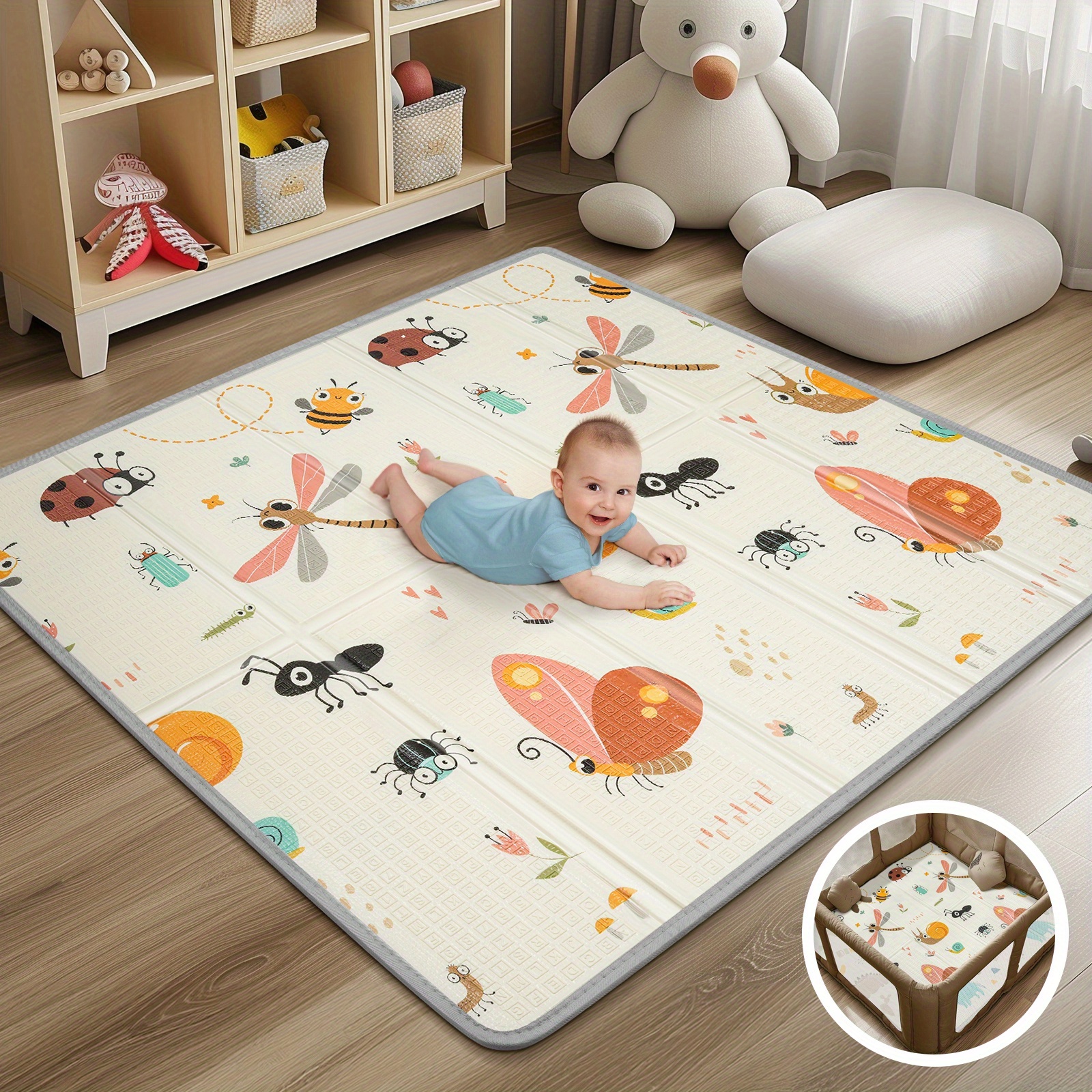 

Foam Baby Playmat- 50 X 50 X 0.4 Inches, Crawling Mat, Dragonfly Pattern, Easy To Clean, High Quality Pe Material, 100% Non-toxic, , Thanksgiving Gift, Christmas Gift, Easter Gift