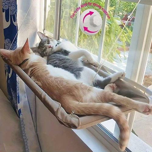 cat window hammock seat large cat hammocks bed for indoor cats resting seat safety heavy duty suction cups breathable washable mesh durable frame