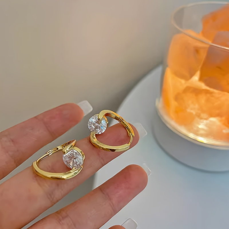 A Pair of Elegant And Minimalist 14K Gold-Plated Zirconia Earrings, Versatile And Stylish, Perfect for Everyday Wear by Women