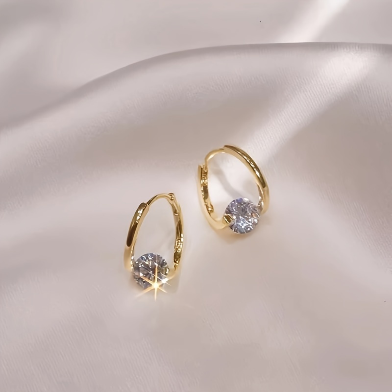 A Pair of Elegant And Minimalist 14K Gold-Plated Zirconia Earrings, Versatile And Stylish, Perfect for Everyday Wear by Women