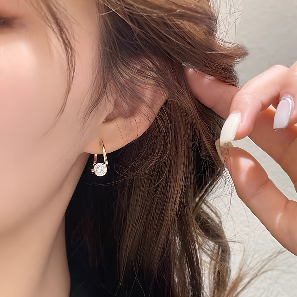 A Pair of Elegant And Minimalist 14K Gold-Plated Zirconia Earrings, Versatile And Stylish, Perfect for Everyday Wear by Women