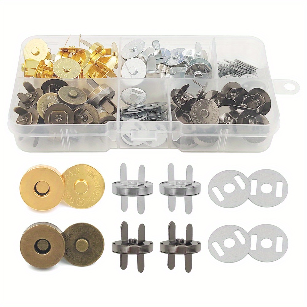 

40 Sets Magnetic Button Snaps, 14/18mm Copper & Gunblack Magnet Buckles, Sewing Clasps With Storage Box, Diy Leather Craft Clothing Bag Pocket Supplies - Golden & Silver Options