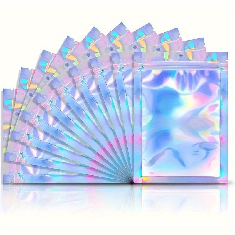 

50pcs Holographic Self-sealing Bags - Yin Yang & Rainbow Designs For Nail Art, Lash Extensions & Party Favors, Lasers, Self Sealing Bag, Holographic, Packaging Bag