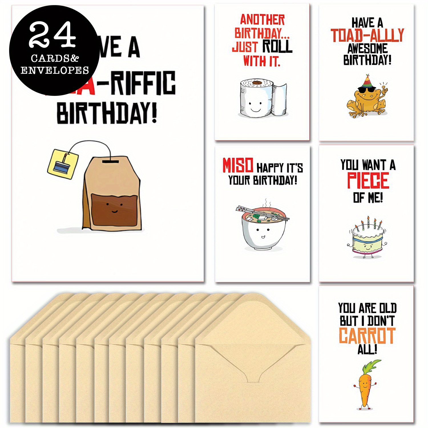 

24pcs Assorted Funny Birthday Cards With Envelopes - Christmas, Thanksgiving, Halloween & More - Ideal For Family, Friends, Colleagues & Teachers