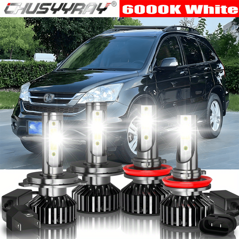 TEMU Led Headlight Bulbs Combo H4+h11 Fit For 2007-2014 Two-sided Cob Chip 120w 32000lm 6000k Cold White A Pack Of 4 Bulbs