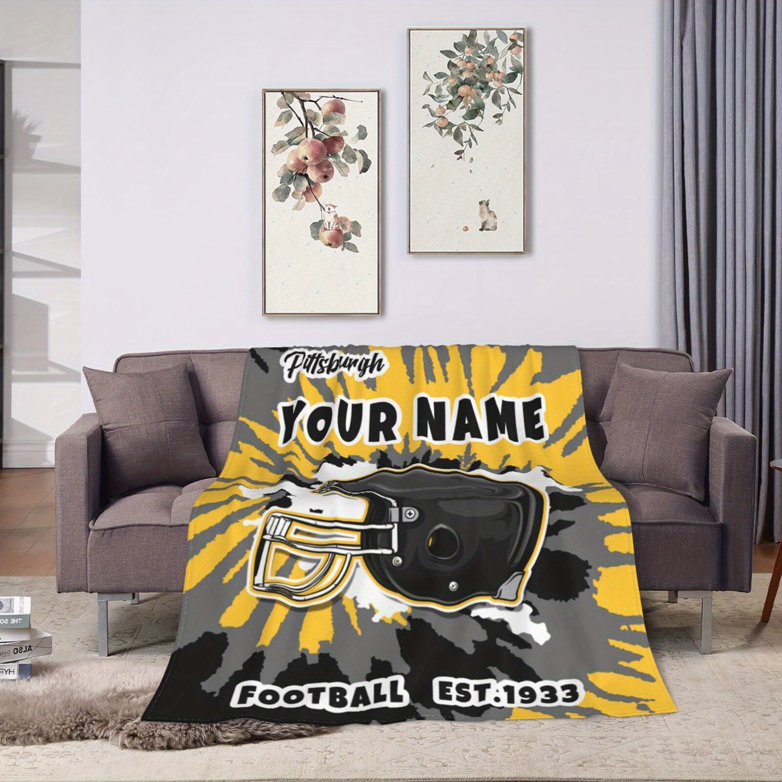 

Customized Pittsburgh Flannel Blanket, Personalized Customized Name, Super Soft And Warm Velvet Blanket For Sofa Nap, Customized Fans