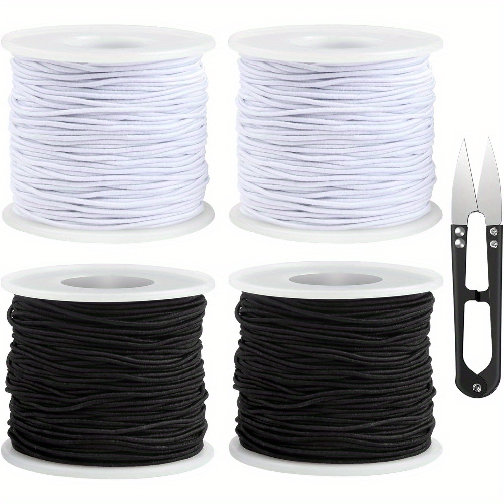 TEMU 4 Rolls Of Elastic Rubber Bands, 1 Mm X 50 Meters Bracelet Cord, Stretchy Rubber String For Bracelets, Suitable For Jewelry, Necklaces, And