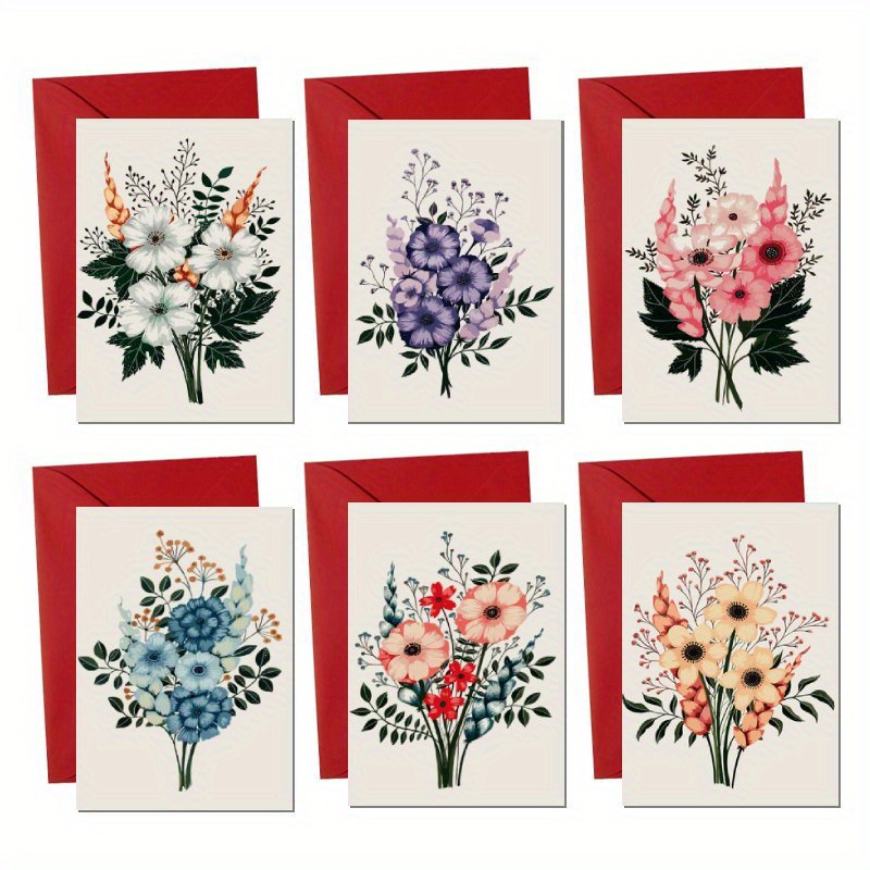 

12-pack Assorted Blank Greeting Cards With Envelopes - 6 Unique Floral Designs, 2 Cards Each - All-occasion Note Cards For Birthday, Congratulations, Thanksgiving, , Thank You