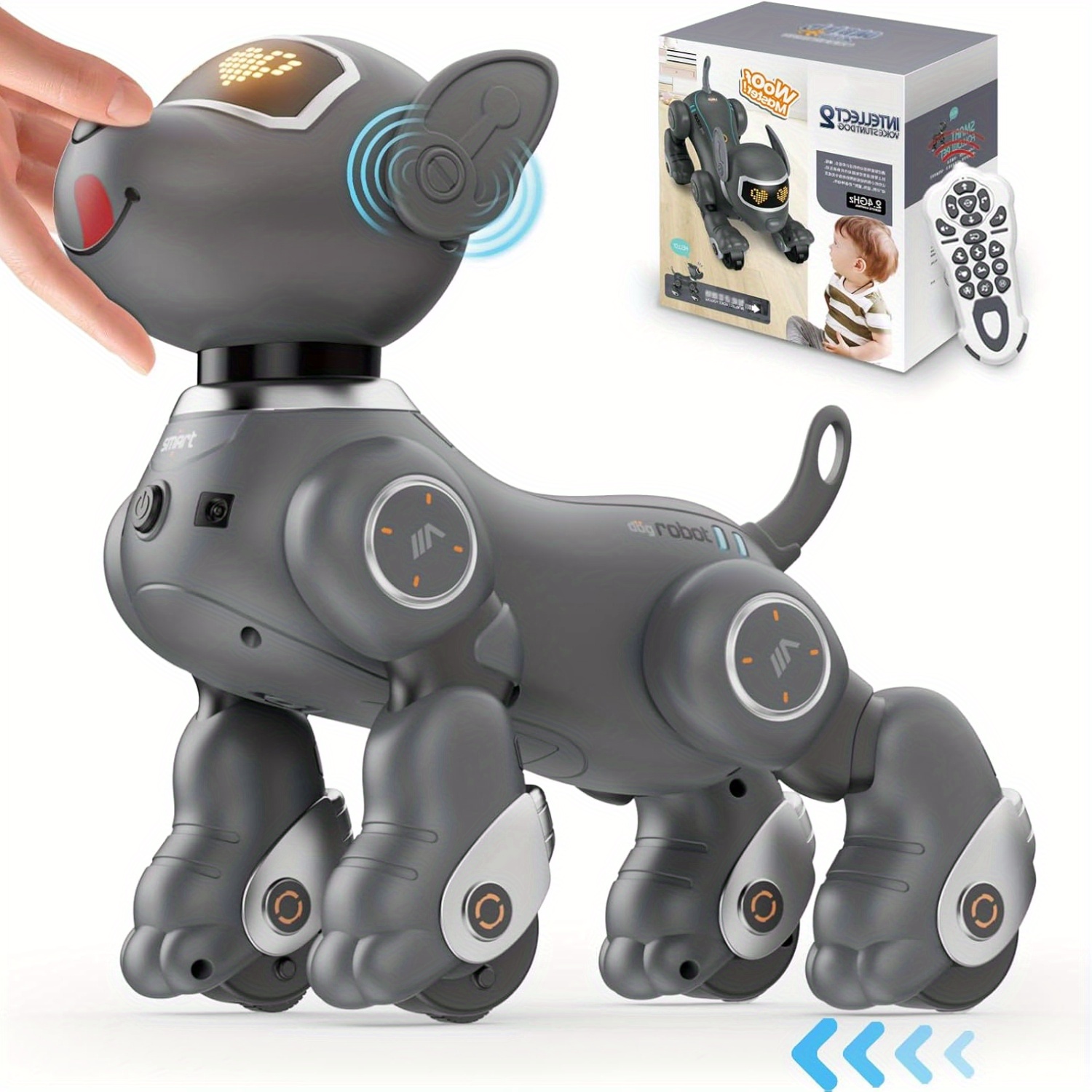 

Vatos Robot Dog Toy For Kids, Voice & 2.4ghz Remote Control Robot Pet With Interactive Touch Sensors, Over 20+ Responses, Program Mode, Robotic Puppy Toy For Kids