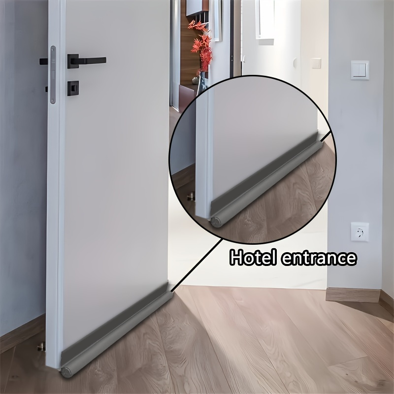 

1pc Under Door Draft Stopper, Self-adhesive Plastic Door Seal Strip – Wear-resistant Faux Leather Bottom Door Seal For Soundproofing, Dust And Insect Protection, Ideal For Workshop Hotel Entrance