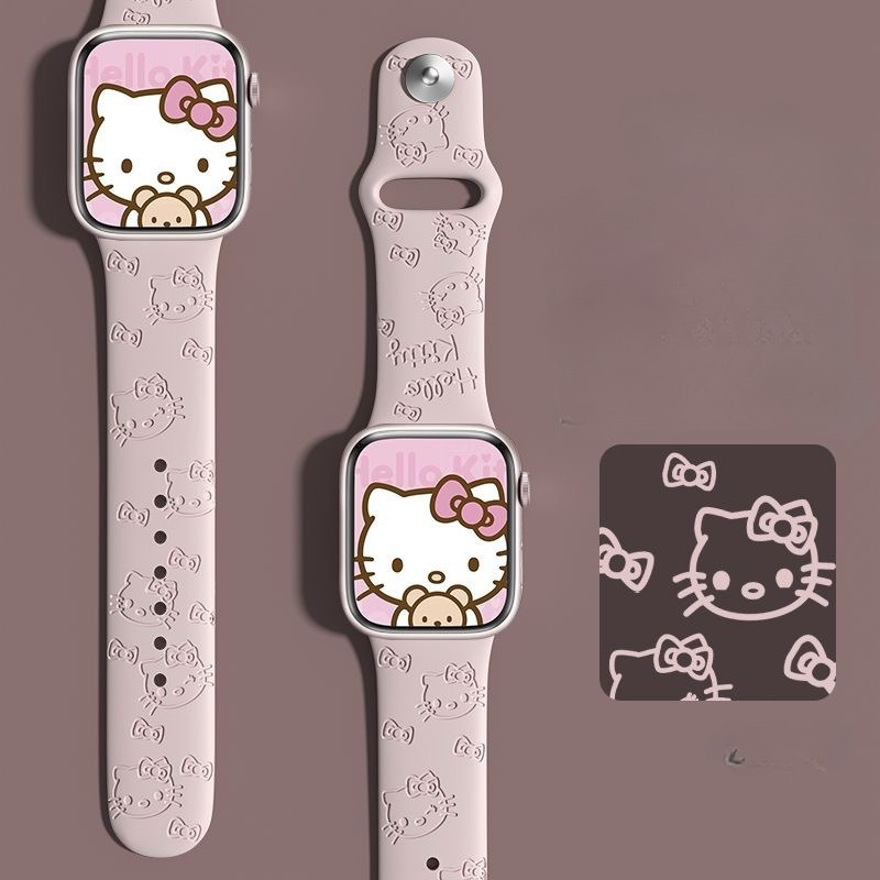 

Authorized Sanrio Watch Strap For Smart Watch Engraved Cartoon Print Hello Kitty Watch Strap Silicone Replacement Watch Strap