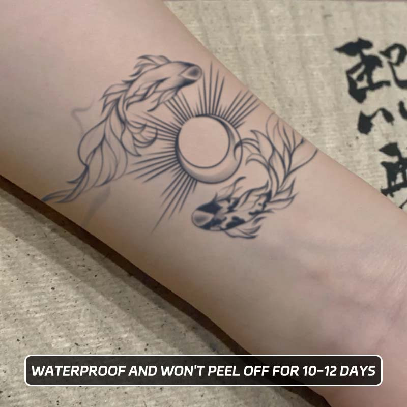 2x Koi Goldfisch Tattoo-Aufkleber – Semi-permanent, Wasserdicht, Für Männer & Frauen, Natürliche Henna-Alternative
