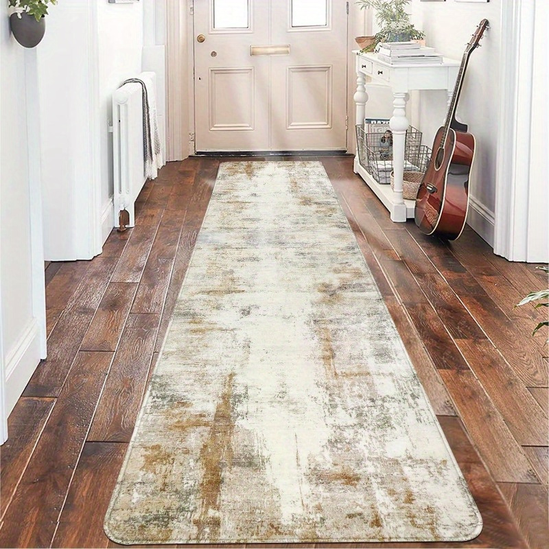 

1pc Hallway Runner Rug 10 Ft Non Slip Washable Runners For With Rubber Backing Soft Wool Hallway Carpet Runner Low Pile Modern Abstract Long Runner Rugs For Hallway Kitchen Bathroom