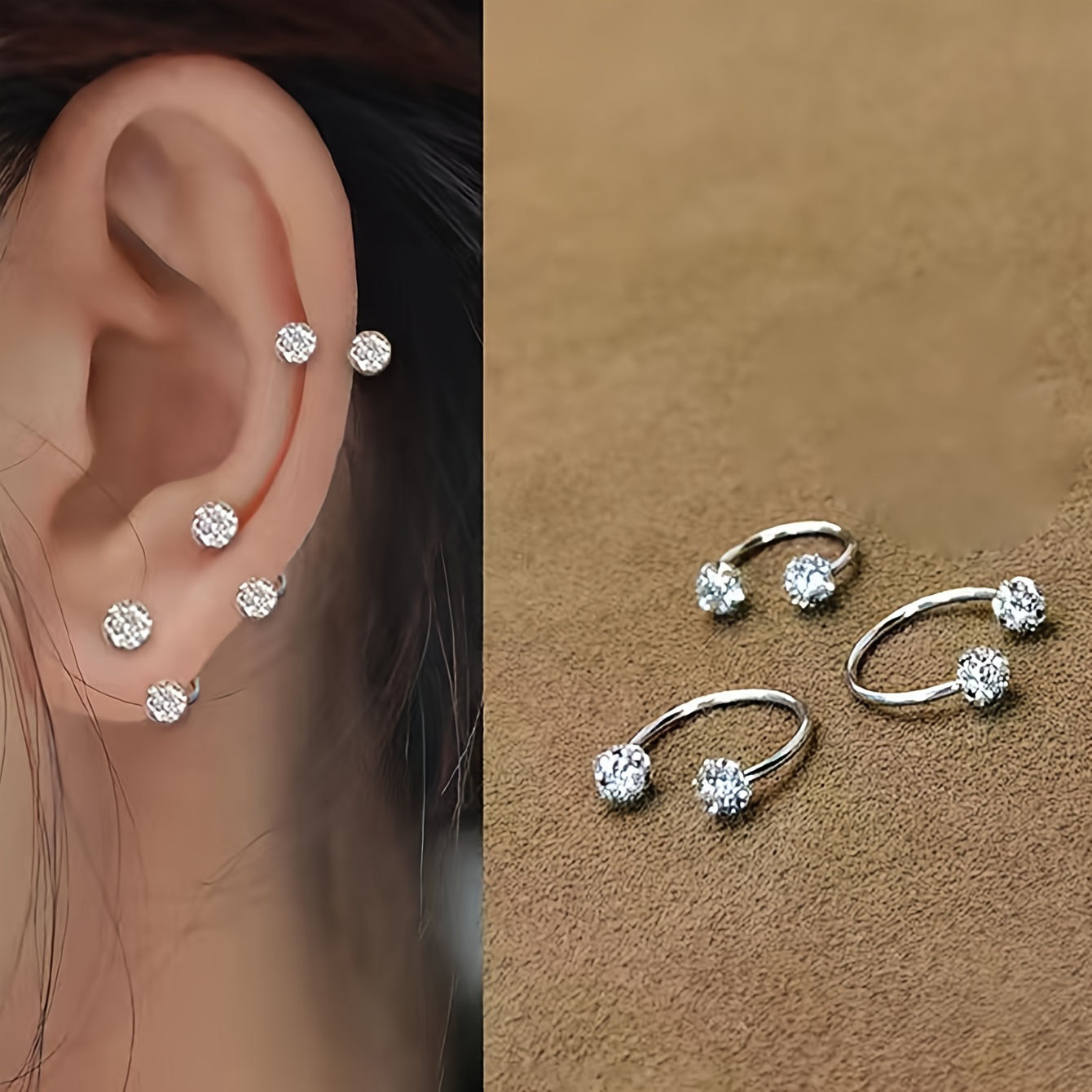 

3pcs Set Of Steel Stone Zirconia And Women's Ear And , Gifts For Halloween, Christmas, 's Day And New , And Models