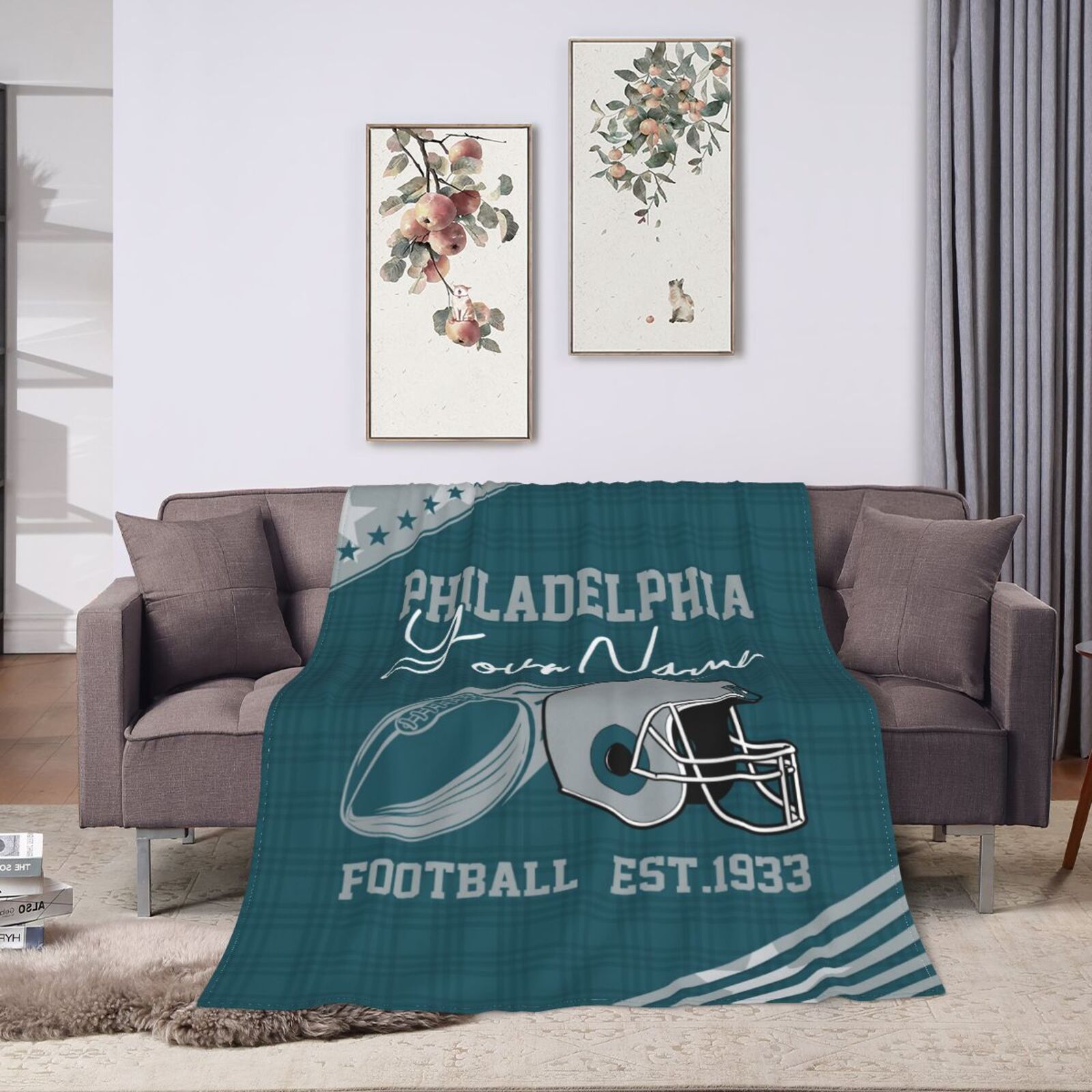 

Custom Philadelphia Football Team Fleece Throw Blanket, Personalized Fan Gift With Name, Knit Polyester Rectangular Blanket For Sofa, Bed, Bedroom, Living Room Decor - No Power Needed