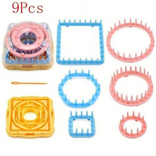 9pcs lot hand knitting loom flower daisy pattern maker weave set wool yarn needle knit kits tool