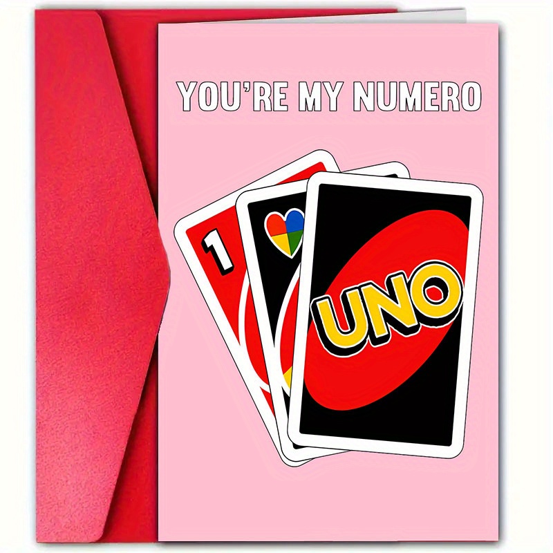 

1 Pc 's Day Card With Envelope, Paper Greeting Card For Anyone, Romantic Uno Design Love Note For Husband, Wife, Boyfriend, Girlfriend - Universal Love Expression For Valentine's Day