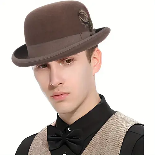 stylish breathable woolen jazz hat with curved brim and feather decoration outdoor activities casual camping mountaineering and vacation soft lightweight and comfortable design for men and women