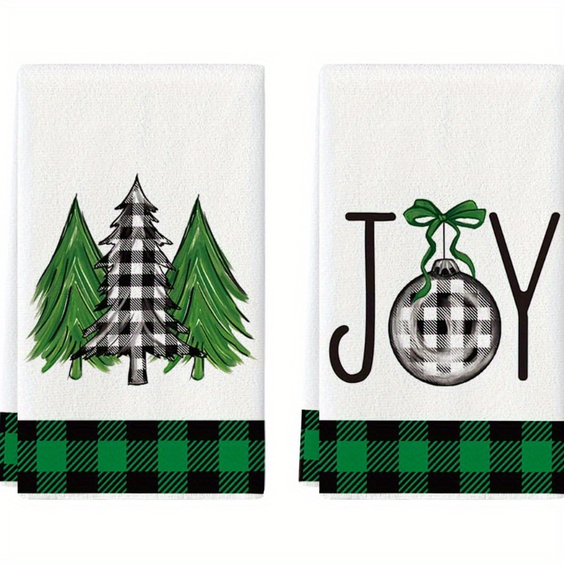 

2pcs Christmas Towels - & , Polyester, 18x26 , For Decor