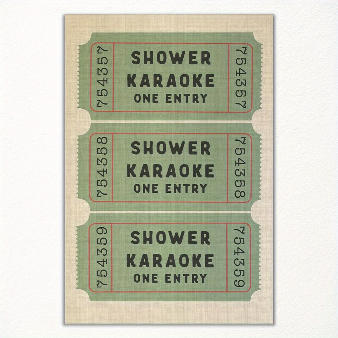 

1pc Vintage-inspired Shower Karaoke Ticket Poster, For Bathroom Decor, Humorous Singing Poster, Waterproof Laminated Cardstock, 8x10 Inches