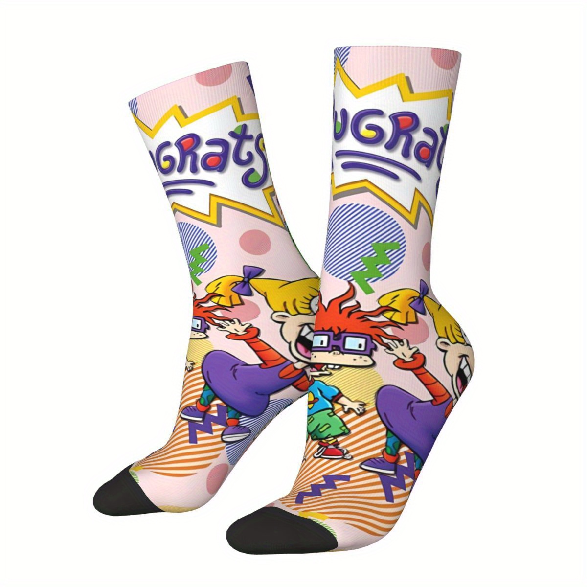 

1 Pair Biihudu Men' Cartoon Novelty Socks - "grat " Comic Book Style, Breathable Polyester With Elastane, Crew Length, Fun & Vibrant All-, Casual Wear