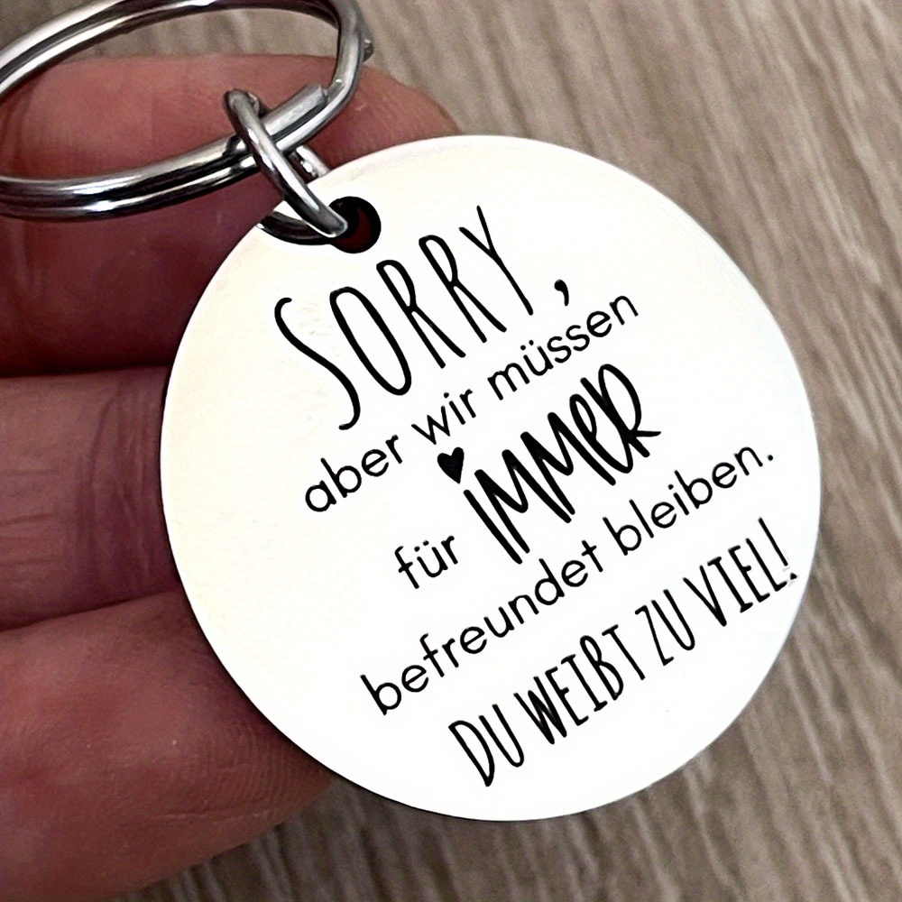 Stainless Steel Keychain With German Friendship Quote, Humorous Bestie Sister Gift - Keyring Accessory