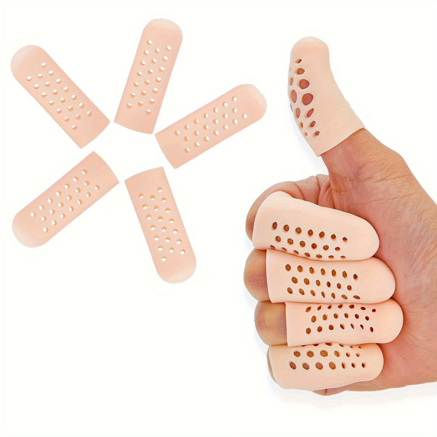 TEMU Silicone Finger Cots, Breathable Gel Finger Protectors, Comfortable Fingertip Covers For And Support, Finger Cover Protector