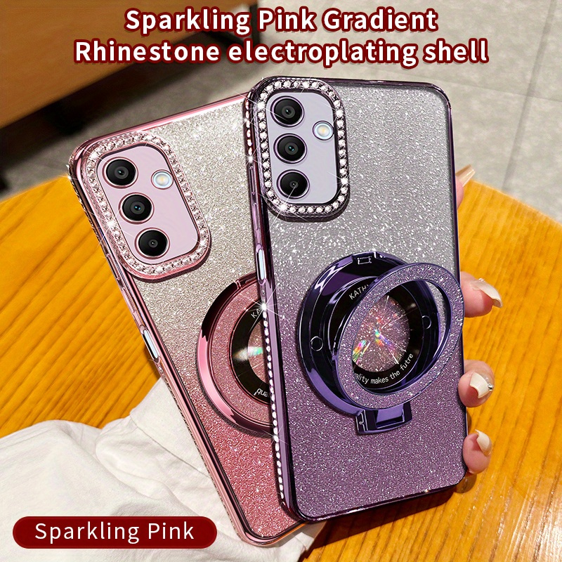 

For Phone Case With Glitter Holder And Electroplating - Fall Protection And Camera Protection - For A13/a15/a52/a54/a55/s22u/s23/s23 Fe/s23 Plus/s23 Ultra/s24/s24