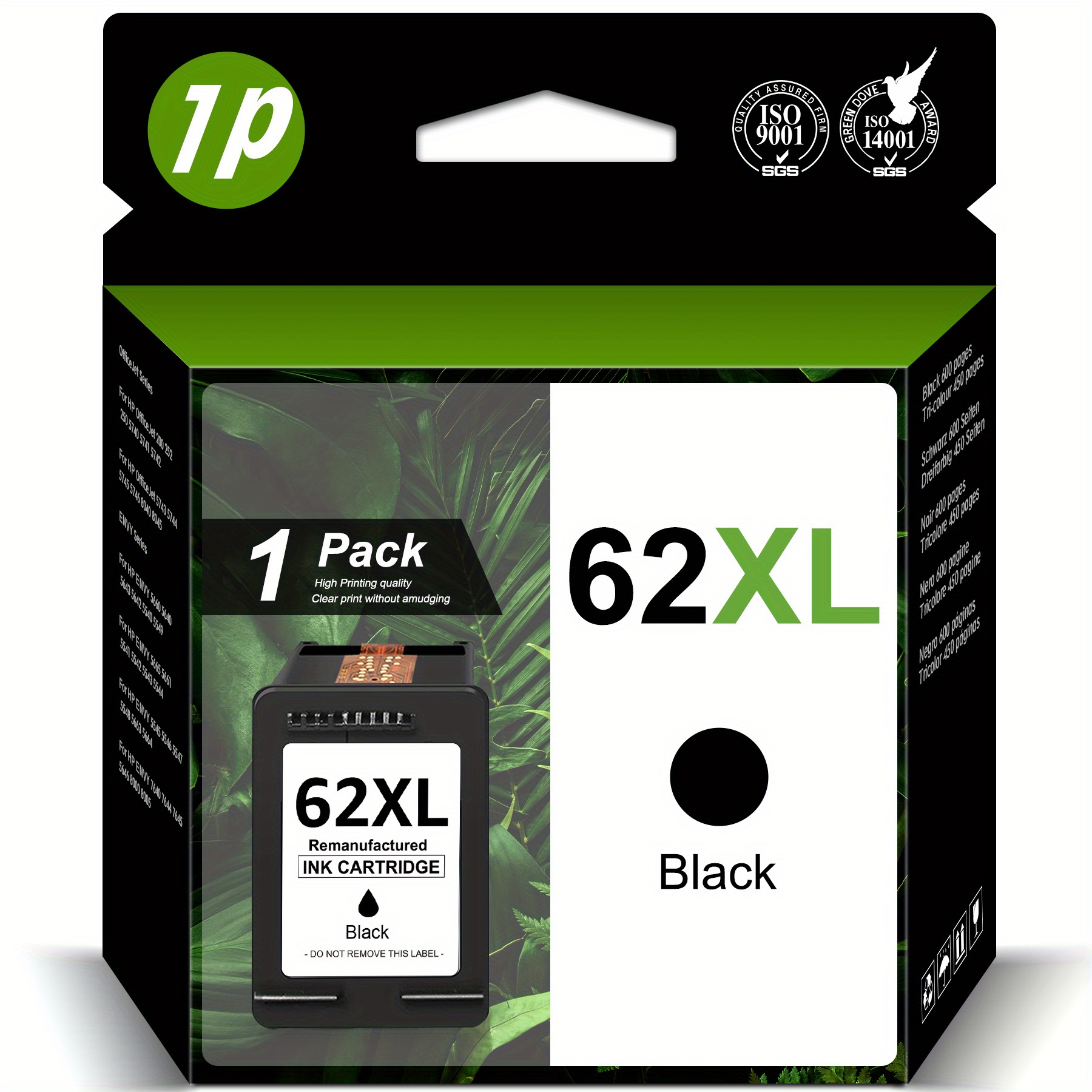 

High- 62xl Black & Ink Cartridge - Remanufactured 62xl For 8000, 7640, 7645, 5660, 5642, 5540 & 5745, 5746, 5740, 8045, 8040, 255, 250, 200 Printers - High-quality Multi-pack With Extended Coverage