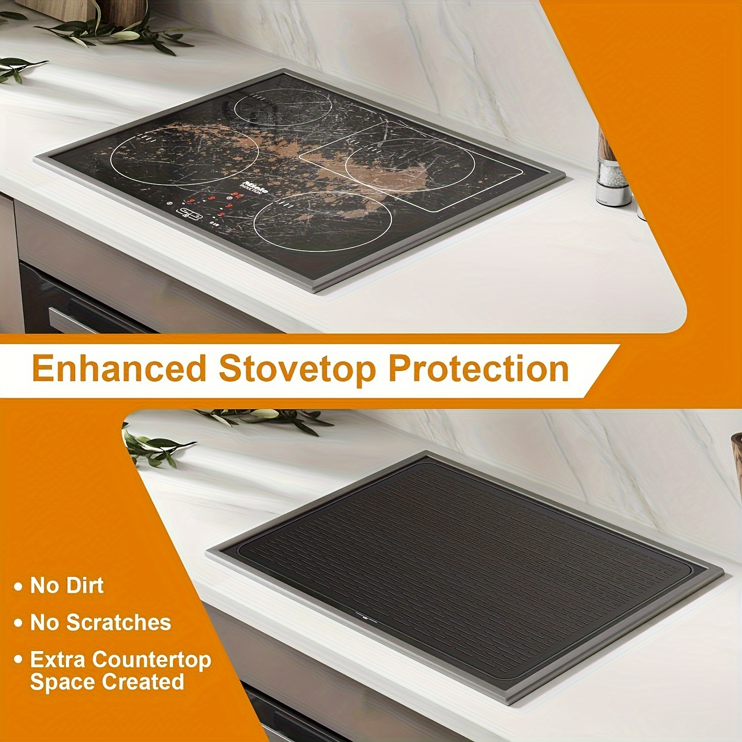 silicone stove top cover 28 x 20 heat resistant non slip mat foldable kitchen countertop protector for oven ceramic glass cooktops details 0