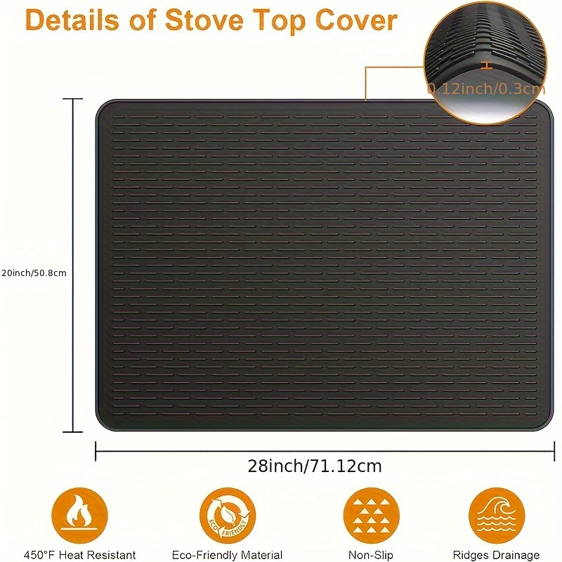 silicone stove top cover 28 x 20 heat resistant non slip mat foldable kitchen countertop protector for oven ceramic glass cooktops details 3