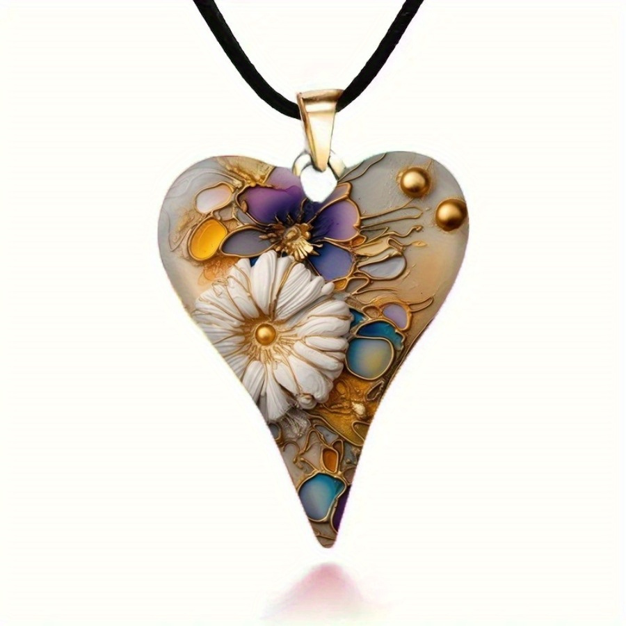 

1pc Stylish And Beautiful Creative Multi-colored Flower Love Necklace, Men's And Women's Necklace, Perfect Anniversary Gift Jewelry Gift For Relatives And Friends