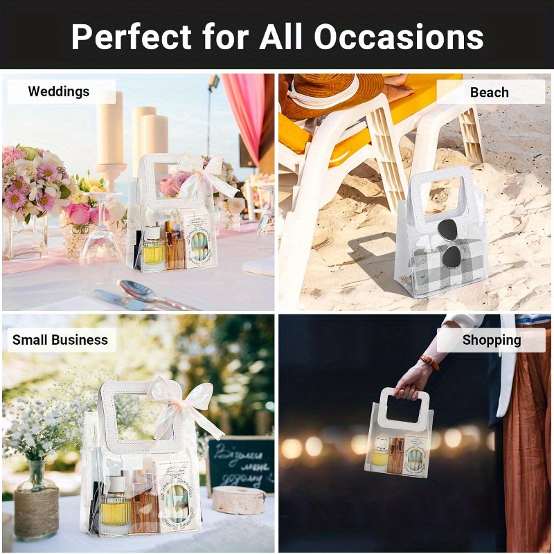 

5pcs Transparent Pvc Gift Bags - Small Size, Handheld Design For Wedding, Bridesmaid, Party Favors, Packaging Solution, Ideal For Retail Stores & Events, Suitable For All Users