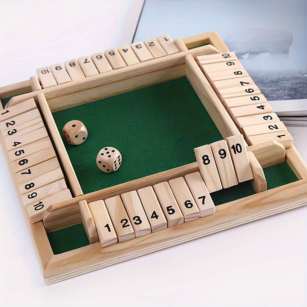 

Classic Wooden Math Game For 2- - 8.85" Square, Solid Wood With Green Felt & Blocks + 8 Dice, Fun For Adults,