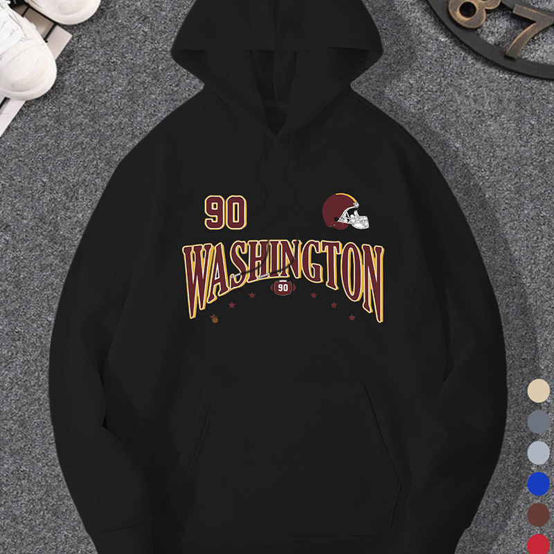 

Men's Fashion Washington Football Alphabet Print Casual Hoodie With Drawstring Hood - Fall/winter Comfortable Knit Fabric Polyester Long Sleeve Sweatshirt - Regular Fit Slight Stretch Hooded Pullover